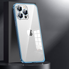 Coque Bumper Luxe Metal et Plastique Etui Housse JL1 pour Apple iPhone 14 Pro Bleu