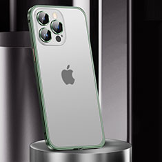 Coque Bumper Luxe Metal et Plastique Etui Housse JL2 pour Apple iPhone 13 Pro Vert