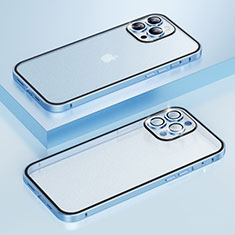 Coque Bumper Luxe Metal et Plastique Etui Housse LF3 pour Apple iPhone 15 Pro Bleu