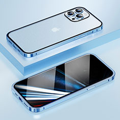 Coque Bumper Luxe Metal et Plastique Etui Housse LF4 pour Apple iPhone 13 Pro Bleu
