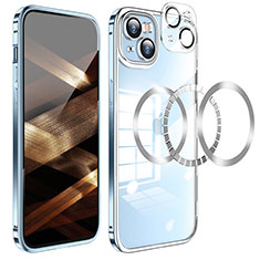 Coque Bumper Luxe Metal et Plastique Etui Housse LF5 pour Apple iPhone 15 Plus Bleu
