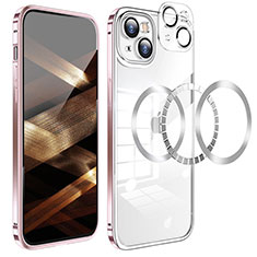 Coque Bumper Luxe Metal et Plastique Etui Housse LF5 pour Apple iPhone 15 Plus Or Rose