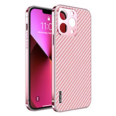 Coque Bumper Luxe Metal et Plastique Etui Housse LF6 pour Apple iPhone 13 Pro Or Rose