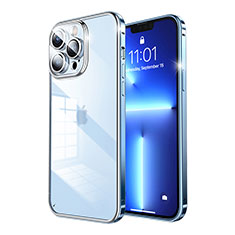 Coque Bumper Luxe Metal et Plastique Etui Housse LF7 pour Apple iPhone 13 Pro Max Bleu