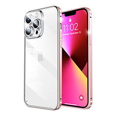 Coque Bumper Luxe Metal et Plastique Etui Housse LF7 pour Apple iPhone 13 Pro Max Or Rose