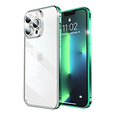 Coque Bumper Luxe Metal et Plastique Etui Housse LF7 pour Apple iPhone 13 Pro Max Vert