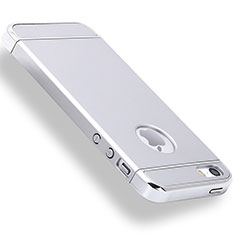 Coque Bumper Luxe Metal et Plastique Etui Housse M01 pour Apple iPhone 5S Argent