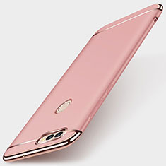 Coque Bumper Luxe Metal et Plastique Etui Housse M01 pour Huawei Enjoy 7S Or Rose