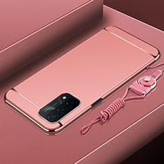 Coque Bumper Luxe Metal et Plastique Etui Housse P01 pour Oppo A74 5G Or Rose