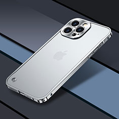 Coque Bumper Luxe Metal et Plastique Etui Housse QC1 pour Apple iPhone 13 Pro Argent