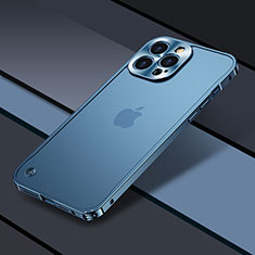 Coque Bumper Luxe Metal et Plastique Etui Housse QC1 pour Apple iPhone 13 Pro Max Bleu