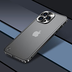 Coque Bumper Luxe Metal et Plastique Etui Housse QC1 pour Apple iPhone 13 Pro Noir
