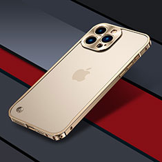 Coque Bumper Luxe Metal et Plastique Etui Housse QC1 pour Apple iPhone 13 Pro Or