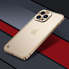 Coque Bumper Luxe Metal et Plastique Etui Housse QC1 pour Apple iPhone 14 Pro Or