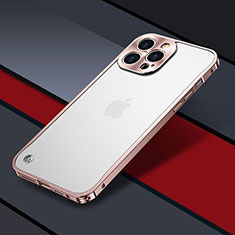 Coque Bumper Luxe Metal et Plastique Etui Housse QC1 pour Apple iPhone 15 Pro Or Rose