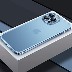 Coque Bumper Luxe Metal et Plastique Etui Housse QC3 pour Apple iPhone 13 Pro Max Bleu