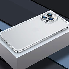 Coque Bumper Luxe Metal et Plastique Etui Housse QC3 pour Apple iPhone 14 Pro Max Argent