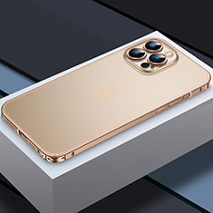 Coque Bumper Luxe Metal et Plastique Etui Housse QC3 pour Apple iPhone 14 Pro Max Or