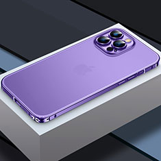 Coque Bumper Luxe Metal et Plastique Etui Housse QC3 pour Apple iPhone 14 Pro Max Violet