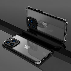 Coque Bumper Luxe Metal et Plastique Etui Housse SQ1 pour Apple iPhone 13 Pro Noir