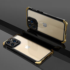 Coque Bumper Luxe Metal et Plastique Etui Housse SQ1 pour Apple iPhone 13 Pro Or