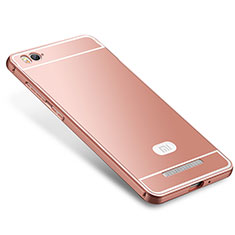 Coque Bumper Luxe Metal et Silicone Etui Housse M01 pour Xiaomi Mi 4i Or Rose