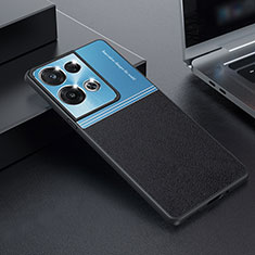 Coque Bumper Luxe Metal et Silicone Etui Housse pour Oppo Reno9 Pro+ Plus 5G Bleu