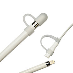 Coque Capuchon Holder Silicone Cable Lightning Adaptateur Anti-Perdu pour Apple Pencil Blanc