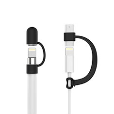 Coque Capuchon Holder Silicone Cable Lightning Adaptateur Anti-Perdu pour Apple Pencil Noir