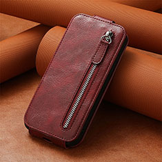 Coque Clapet Portefeuille Cuir S01D pour Samsung Galaxy S21 Ultra 5G Rouge