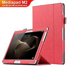 Coque Clapet Portefeuille Livre Cuir L01 pour Huawei MediaPad M2 10.0 M2-A01 M2-A01W M2-A01L Rouge