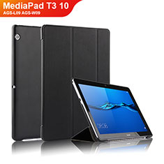 Coque Clapet Portefeuille Livre Cuir L01 pour Huawei MediaPad T3 10 AGS-L09 AGS-W09 Noir