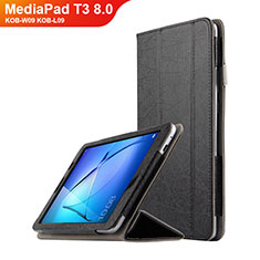 Coque Clapet Portefeuille Livre Cuir L01 pour Huawei MediaPad T3 8.0 KOB-W09 KOB-L09 Noir