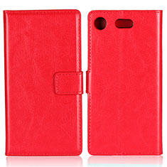 Coque Clapet Portefeuille Livre Cuir L01 pour Sony Xperia XZ1 Compact Rouge