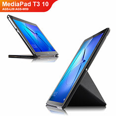 Coque Clapet Portefeuille Livre Cuir L02 pour Huawei MediaPad T3 10 AGS-L09 AGS-W09 Noir