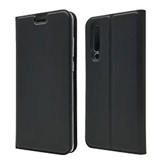 Coque Clapet Portefeuille Livre Cuir L02 pour Huawei P30 Noir