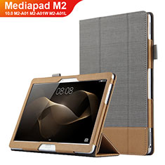 Coque Clapet Portefeuille Livre Cuir L03 pour Huawei MediaPad M2 10.0 M2-A01 M2-A01W M2-A01L Gris