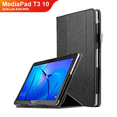 Coque Clapet Portefeuille Livre Cuir L07 pour Huawei MediaPad T3 10 AGS-L09 AGS-W09 Noir