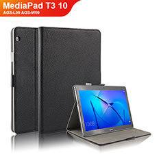 Coque Clapet Portefeuille Livre Cuir pour Huawei MediaPad T3 10 AGS-L09 AGS-W09 Noir