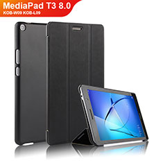 Coque Clapet Portefeuille Livre Cuir pour Huawei MediaPad T3 8.0 KOB-W09 KOB-L09 Noir