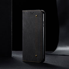 Coque Clapet Portefeuille Livre Tissu B01S pour Samsung Galaxy A11 Noir