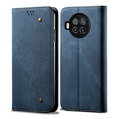 Coque Clapet Portefeuille Livre Tissu B01S pour Xiaomi Mi 10i 5G Bleu