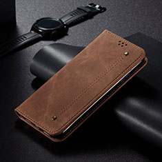 Coque Clapet Portefeuille Livre Tissu B01S pour Xiaomi Poco F5 Pro 5G Marron