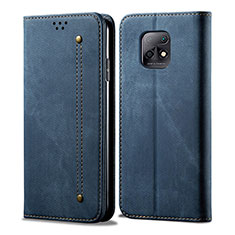 Coque Clapet Portefeuille Livre Tissu B01S pour Xiaomi Redmi 10X 5G Bleu