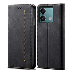 Coque Clapet Portefeuille Livre Tissu B01S pour Xiaomi Redmi Note 13 5G Noir