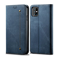 Coque Clapet Portefeuille Livre Tissu B02S pour Samsung Galaxy M31s Bleu