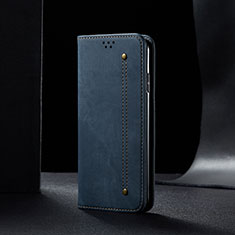 Coque Clapet Portefeuille Livre Tissu B02S pour Xiaomi Redmi 9A Bleu