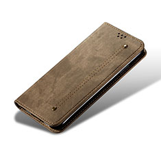 Coque Clapet Portefeuille Livre Tissu B03S pour Samsung Galaxy S21 5G Kaki