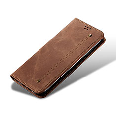 Coque Clapet Portefeuille Livre Tissu B03S pour Samsung Galaxy S21 5G Marron