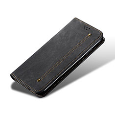 Coque Clapet Portefeuille Livre Tissu B03S pour Samsung Galaxy S21 5G Noir